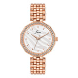 Jainx rose gold white textured dial bracelet watch for women - JW8690

