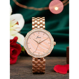 Jainx rose gold textured dial bracelet watch for women - JW8691
