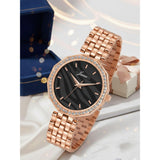 Jainx rose gold black textured dial bracelet watch for women - JW8692