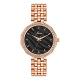 Jainx rose gold black textured dial bracelet watch for women - JW8692