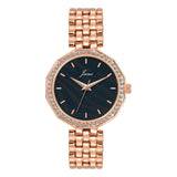 Jainx rose gold blue textured dial bracelet watch for women - JW8693
