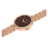 Jainx rose gold brown textured dial bracelet watch for women - JW8694
