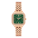 Jainx rose gold green square dial bracelet watch for women - JW8695
