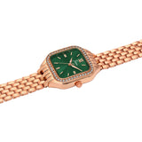 Jainx rose gold green square dial bracelet watch for women - JW8695
