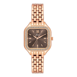 Jainx rose gold brown square dial bracelet watch for women - JW8696

