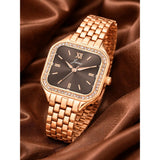 Jainx rose gold brown square dial bracelet watch for women - JW8696
