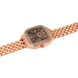 Jainx rose gold brown square dial bracelet watch for women - JW8696
