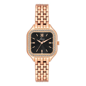 Jainx rose gold black square dial bracelet watch for women - JW8697
