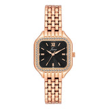 Jainx rose gold black square dial bracelet watch for women - JW8697
