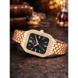 Jainx rose gold black square dial bracelet watch for women - JW8697
