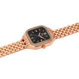 Jainx rose gold black square dial bracelet watch for women - JW8697
