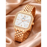 Jainx rose gold white square dial bracelet watch for women - JW8699
