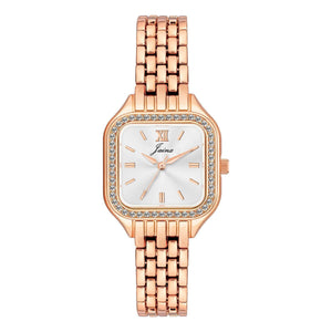 Jainx rose gold white square dial bracelet watch for women - JW8699
