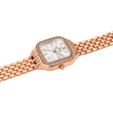 Jainx rose gold white square dial bracelet watch for women - JW8699
