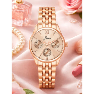 Jainx rose gold round dial bracelet watch for women - JW8701
