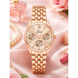 Jainx rose gold round dial bracelet watch for women - JW8701
