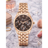 Jainx rose gold brown round dial bracelet watch for women - JW8702
