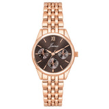 Jainx rose gold brown round dial bracelet watch for women - JW8702
