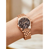 Jainx rose gold brown round dial bracelet watch for women - JW8702
