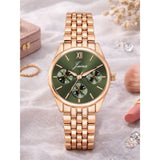 Jainx rose gold green round dial bracelet watch for women - JW8703
