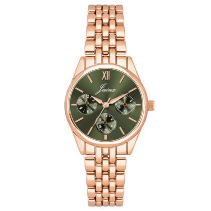 Jainx rose gold green round dial bracelet watch for women - JW8703
