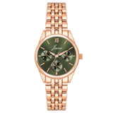 Jainx rose gold green round dial bracelet watch for women - JW8703
