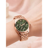 Jainx rose gold green round dial bracelet watch for women - JW8703
