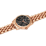Jainx Rose Gold Bracelet Style Black Round Dial Analog Wrist Watch for Women - JW8704