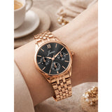 Jainx Rose Gold Bracelet Style Black Round Dial Analog Wrist Watch for Women - JW8704