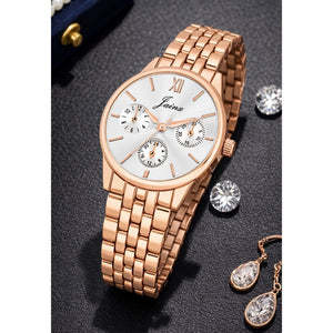 Jainx rose gold white round dial bracelet watch for women - JW8705
