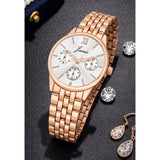 Jainx rose gold white round dial bracelet watch for women - JW8705
