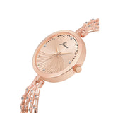Jainx rose gold textured round dial bracelet watch for women - JW8706
