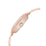 Jainx Crystal Studded Rose Gold Textured Round Dial Bracelet Analog Wrist Watch for Women - JW8706