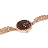 Jainx rose gold brown textured round dial bracelet watch for women - JW8707
