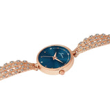 Jainx rose gold blue textured round dial bracelet watch for women - JW8708
