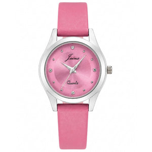 Jainx Pink Leather Strap Analog Wrist Watch for Women - JW8709