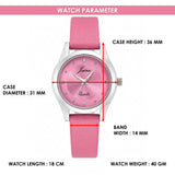 Jainx Pink Leather Strap Analog Wrist Watch for Women - JW8709