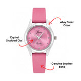 Jainx Pink Leather Strap Analog Wrist Watch for Women - JW8709