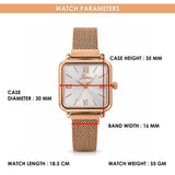 Jainx Silver Square Dial Rose Gold Analog Watch for Women - JW8715