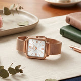 Jainx Silver Square Dial Rose Gold Analog Watch for Women - JW8715