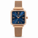 Jainx Blue Square Dial Rose Gold Analog Watch for Women - JW8716