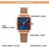 Jainx Blue Square Dial Rose Gold Analog Watch for Women - JW8716