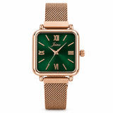 Jainx Green Square Dial Rose Gold Analog Watch for Women - JW8717