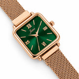 Jainx Green Square Dial Rose Gold Analog Watch for Women - JW8717