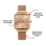Jainx Square Dial Rose Gold Analog Watch for Women - JW8718