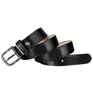 Jaxer Embossed Black Leather Belt For Men - JXBLT107