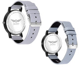 Jaxer Round Grey Dial Genuine Leather Strap Analog Watch - For Couple Jxrc2405