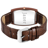 Jaxer Men'S Analog Watch With Brown Leather Strap And Slim Square Design - JXRM2137