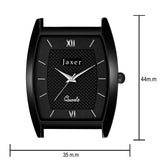 Jaxer Men'S Black Leather Strap Analog Watch - Slim Square Shape Black Dial, Model JXRM2138