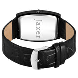 Jaxer Men'S Black Leather Strap Analog Watch - Slim Square Shape Black Dial, Model JXRM2138